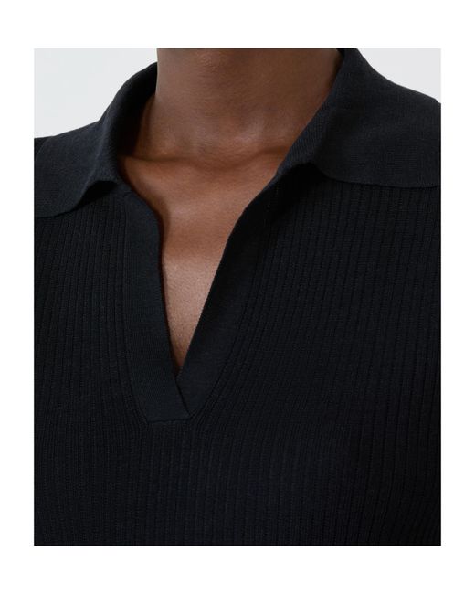 Max Mara Blue Long-Sleeved Knit Polo Shirt