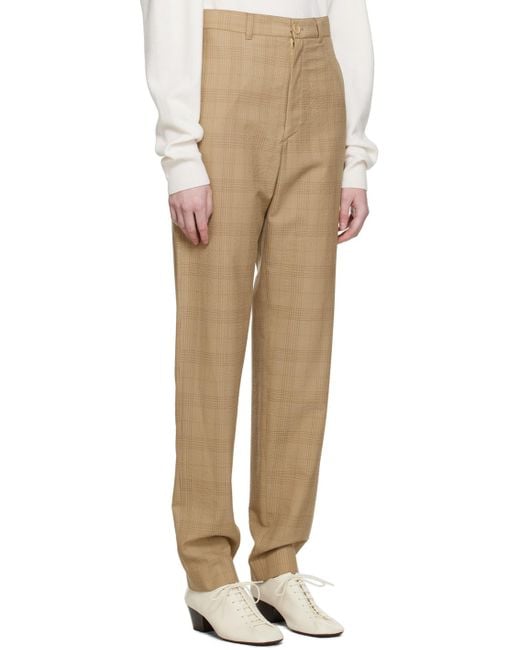Lemaire Natural Straight-Leg Checked Pants