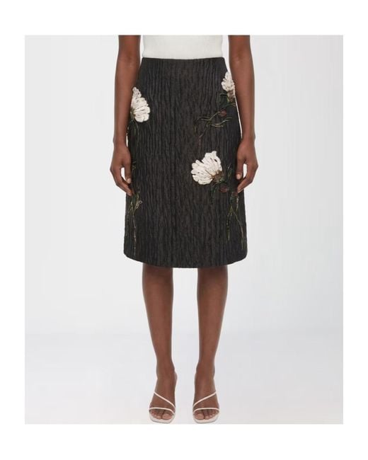 Jonathan Simkhai Black Patterned Midi Skirt