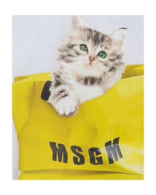 MSGM Gray Graphic-Print Short-Sleeved T-Shirt for men