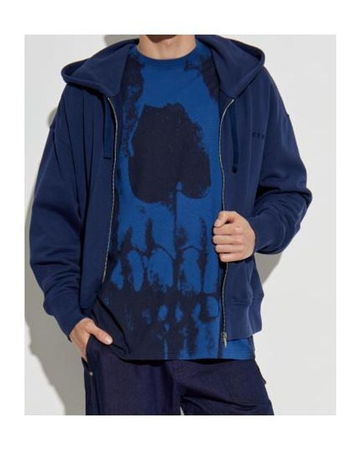 McQueen Blue Hoodie With Logo for men