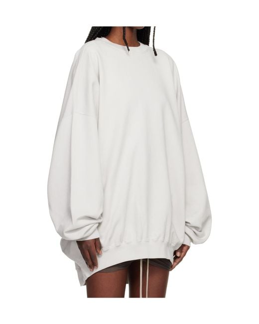 Rick Owens White Oversized-Sleeve Sweatshirt