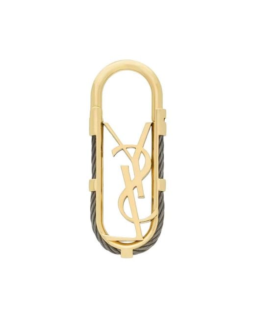 Saint Laurent Metallic Colored Keychain With Ysl Logo Design for men