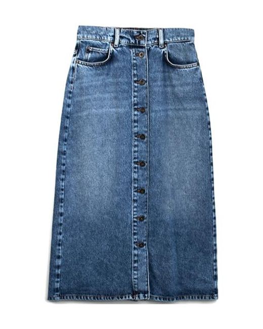 Weekend by Maxmara Blue Denim Midi Skirt With Belt Loops