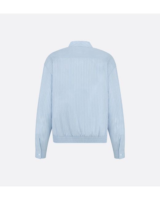 Dior Blue Zipped Shirt With Christian Couture Lily Of The Valley Embroidery for men
