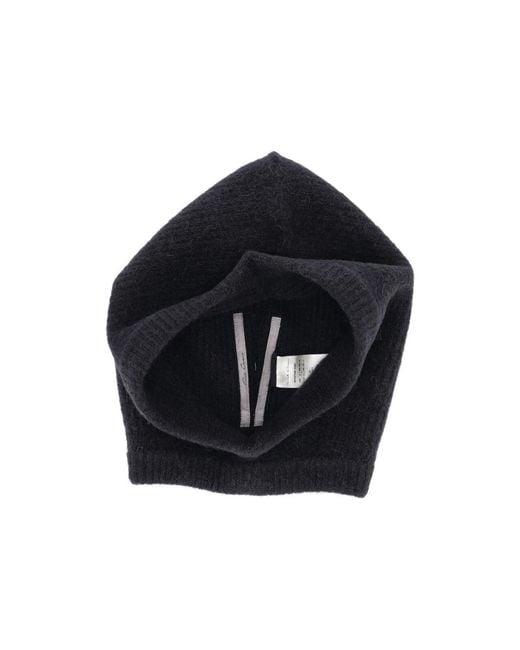 Rick Owens Black Ribbed-Knit Pull-On Balaclava Hat