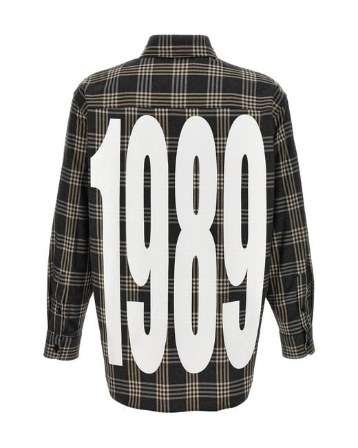 1989 STUDIO Gray Plaid Long-Sleeved Shirt for men