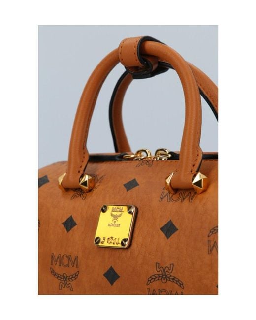 MCM Brown Logo Print Tote Bag