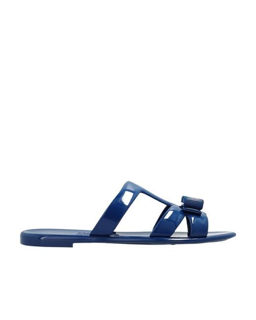 Ferragamo Blue Logo Slippers