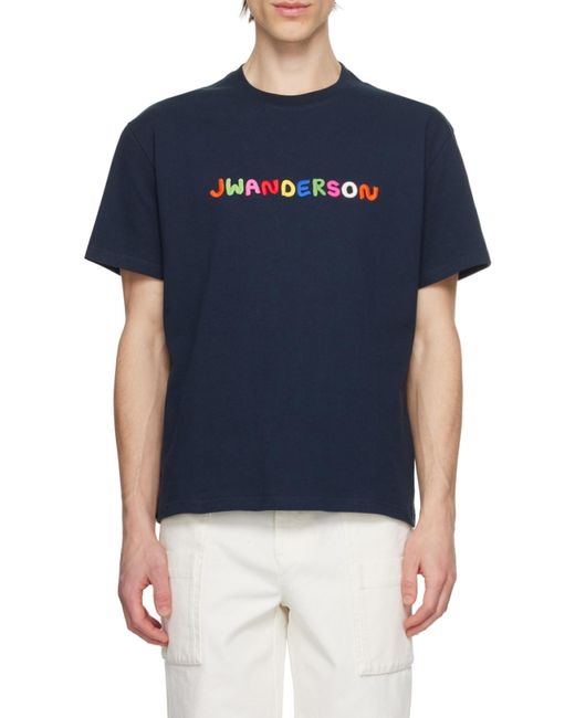 J.W. Anderson Black Jw Anderson Logo Embroidered T-Shirt for men