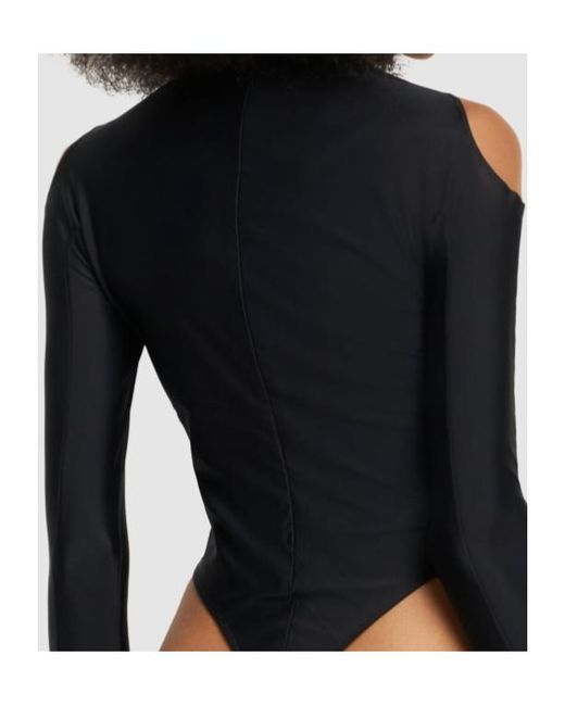 Mugler Black Open-Necked Seamless Jumpsuit