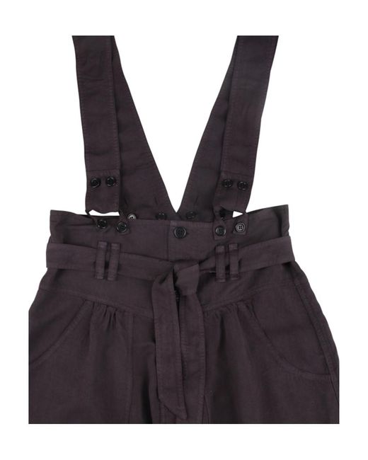 Isabel Marant Black Bow-Detail Dungaree Shorts