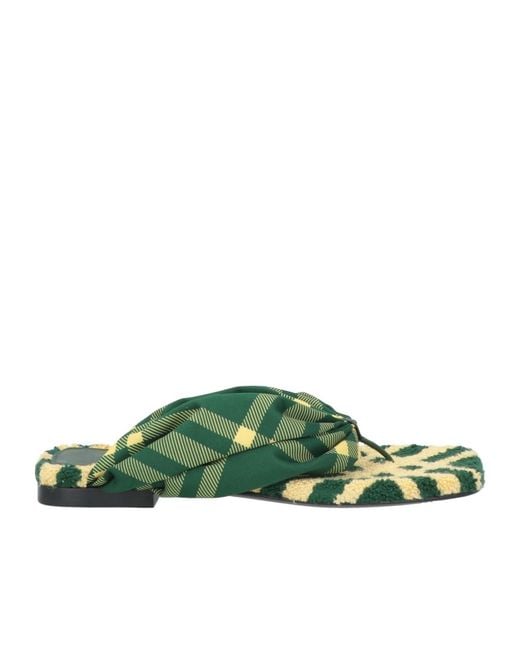 Burberry Green Checkered Slippers