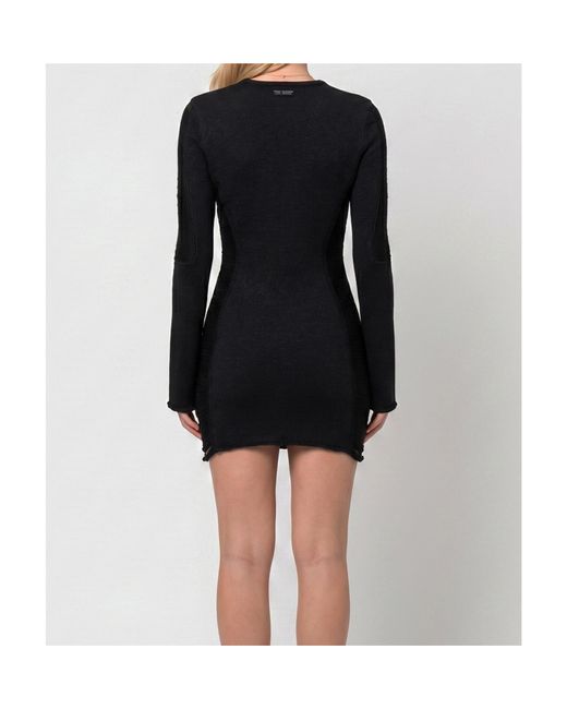 The Attico Black The Sheer Fringe Mini Dress