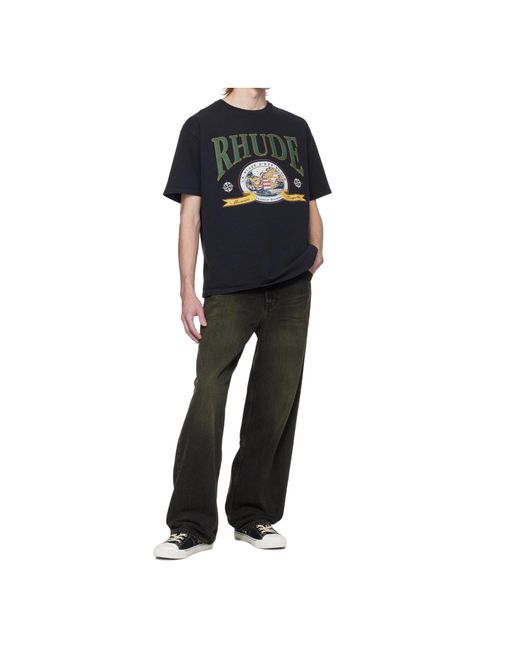 Rhude Black Short Sleeve T-Shirt for men