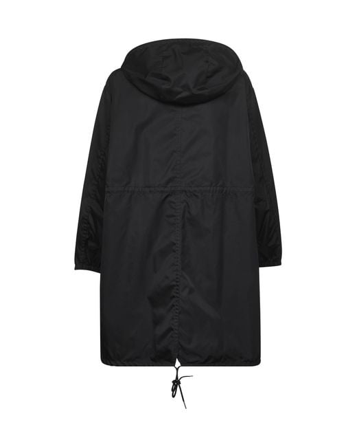 Prada Black Triangle-Logo Hooded Coat