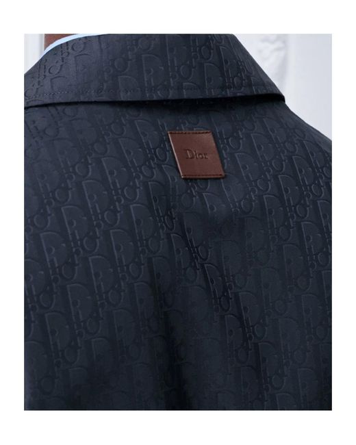 Dior Blue Monogram Button-Up Jacket for men