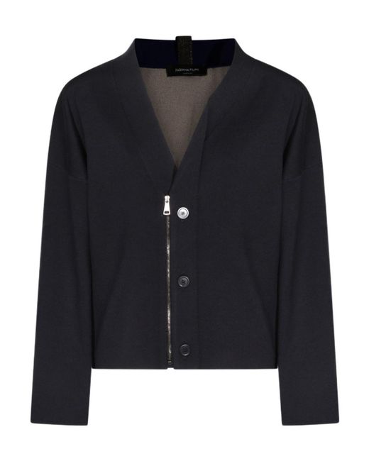 Fabiana Filippi Black V-Neck Zipped Cardigan