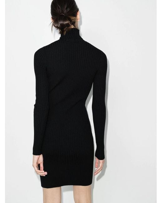Wolford Black Ribbed Knit Long-Sleeved Mini Dress