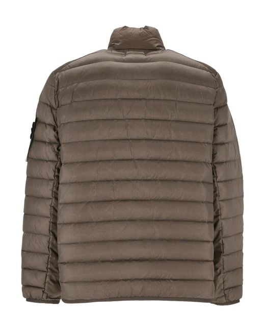 Stone Island Brown Zip Up High Neck Padded Jacket for men