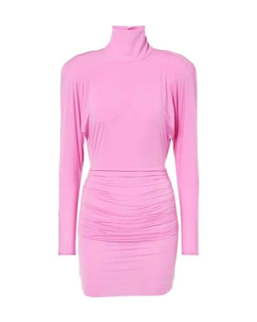 Alex Perry Pink Draped Jersey Minidress