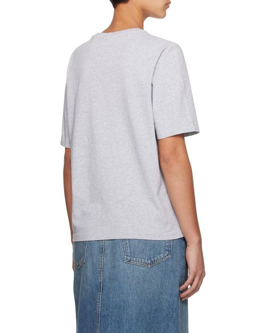 Maison Kitsuné Blue Maison Kitsuné Logo Embroidered Crewneck T-Shirt