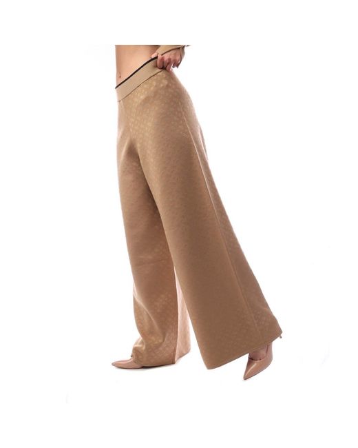 Boss Brown Khaki Jacquard Knit Wide-Leg Pant