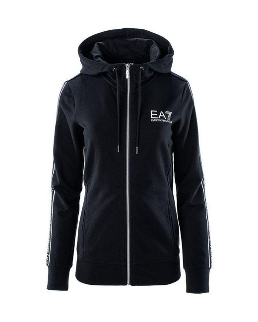 EA7 Blue Logo Print Zipped Hoodie
