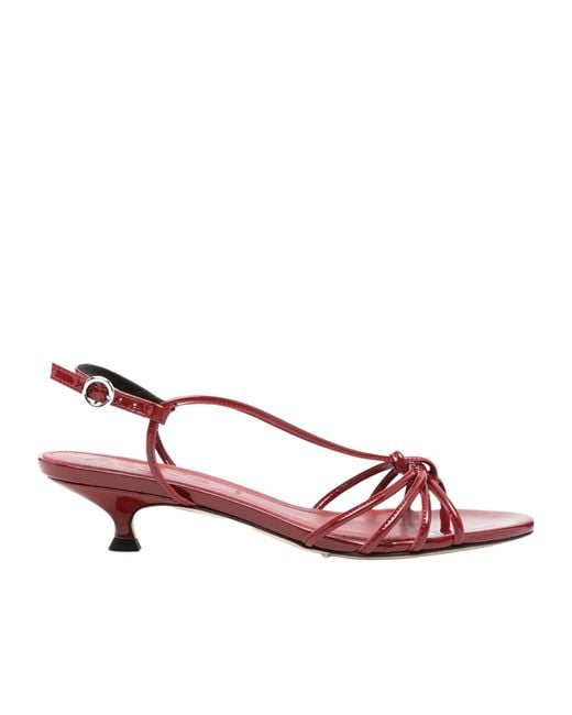 Aeyde Pink Knotted Patent-Leather Sandals