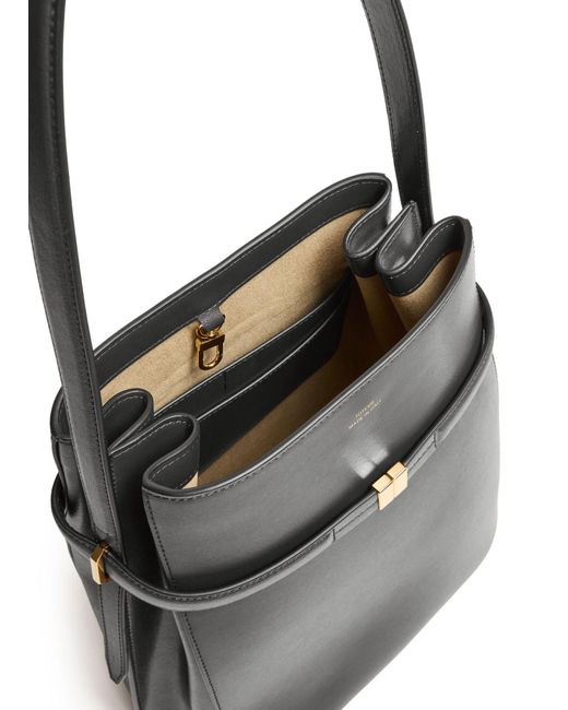 Totême Black Belted Leather Bucket Bag