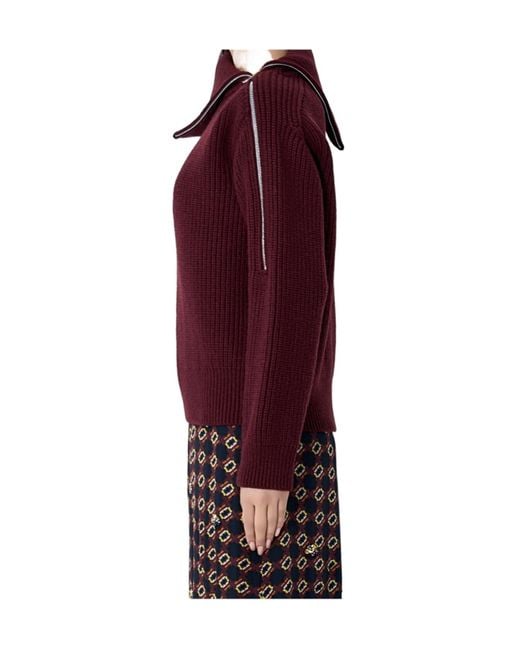 Dries Van Noten Red Zip-Collar Sweater