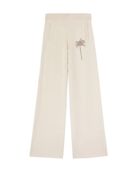 Palm Angels White Palm Tree Knitted Trousers