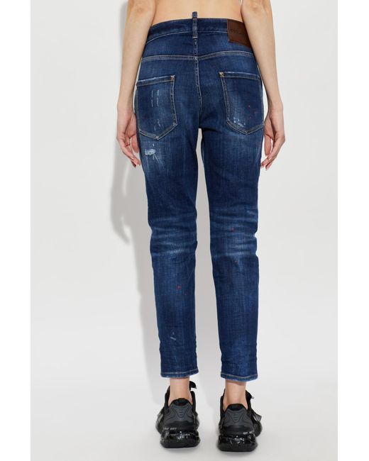 DSquared² Blue Distressed Teddy Jeans