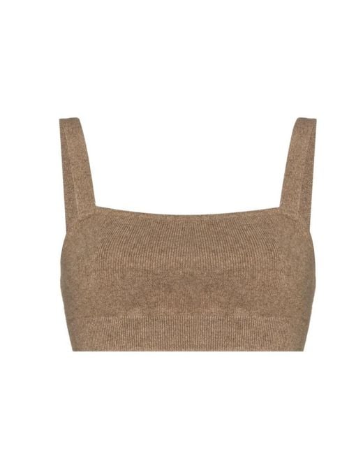 FRAME White Knitted Square-Neck Crop Top