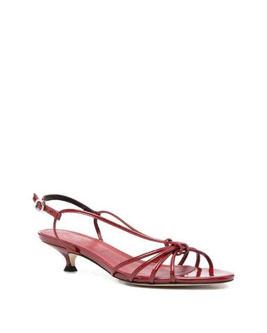 Aeyde Pink Knotted Patent-Leather Sandals