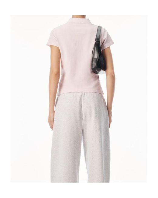 Alexander Wang Pink Embellished Short-Sleeved Polo Shirt