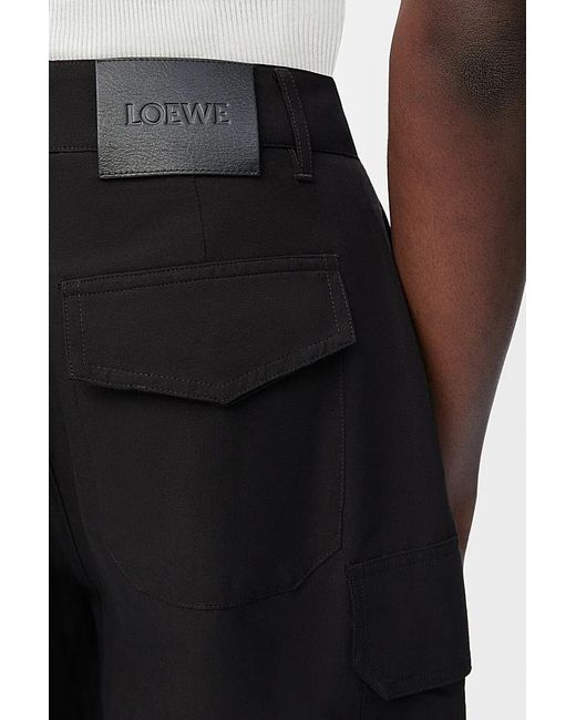 Loewe Black Logo Patch Cargo Shorts for men