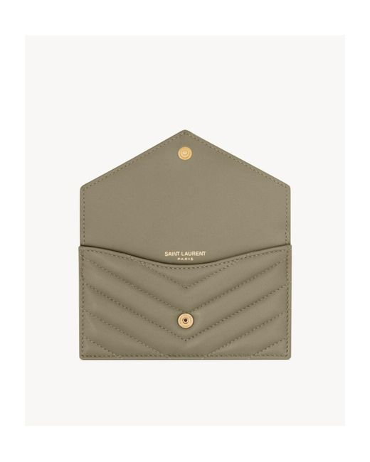 Saint Laurent Gray Cassandre Matelassé Card Case