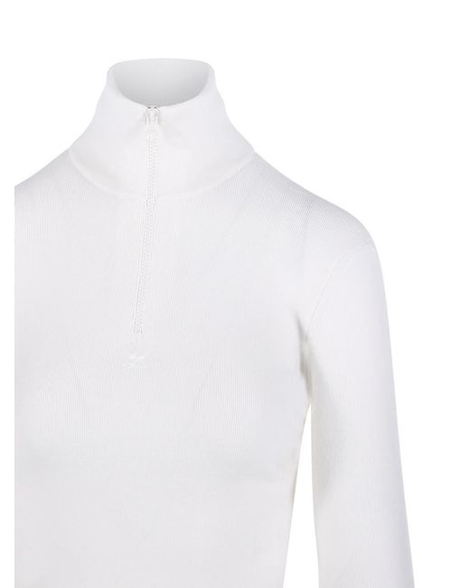 Courreges White Courrèges Zipped Mock Neck Jumper