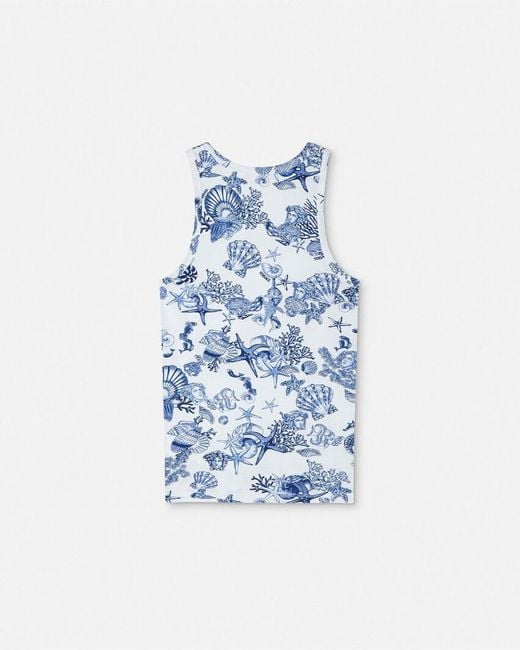 Versace Blue Pattern-Printed Sleeveless Top for men