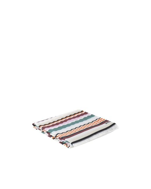 Missoni White Zigzag Fringed Beach Towel for men
