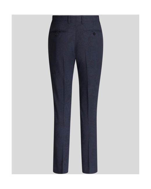 Etro Blue Straight Leg Tailored Pants for men
