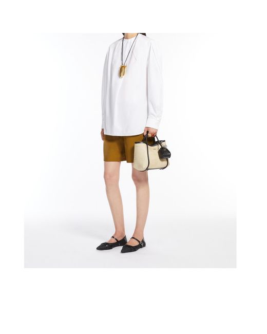 Max Mara Natural Logo Plaque Top Handle Bag