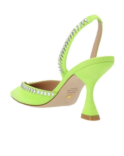 Stuart Weitzman Green Gemcut Xcurve 85Mm Slingback Pumps