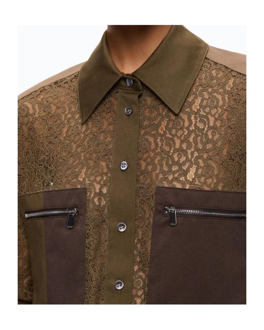 Pinko Brown Lace Panelled Shirt