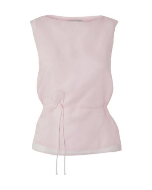 Altuzarra Pink Tie-Detailed Silk-Organza Top