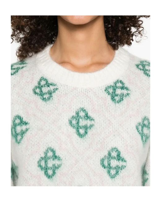 Casablanca Blue Patterned Crew-Neck Sweater