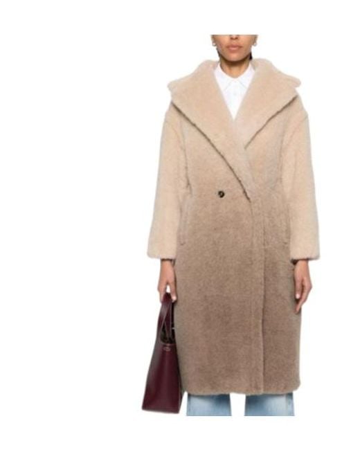 Max Mara Natural Gatto Gradient Double-Breasted Teddy Coat