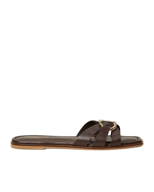 Twinset Brown Logo Buckle Slip-On Sandals