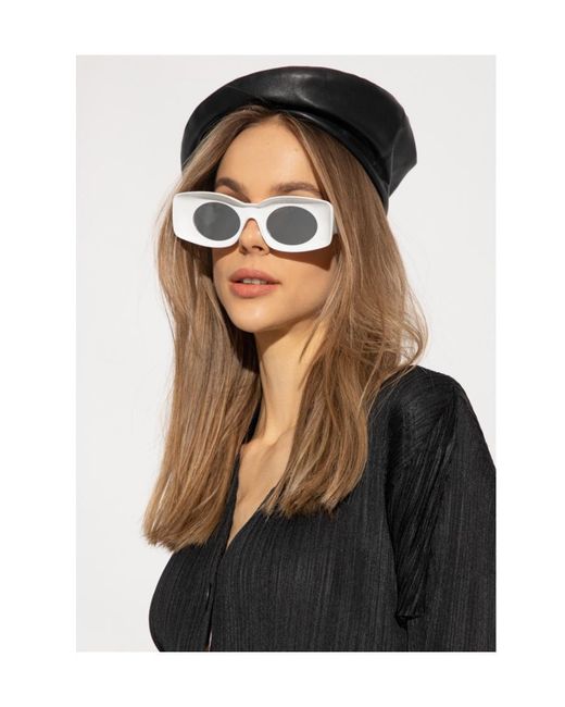 Loewe White Paula's Ibiza Original Rectangular Frame Sunglasses